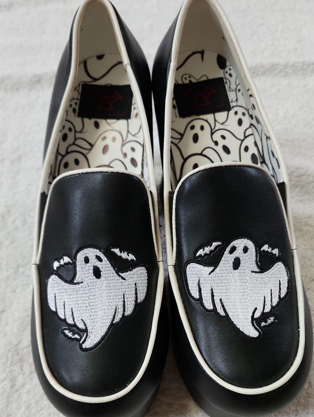 Strange Cult Women's Black Ghost Slip-On Platform Shoes Size 10 Preowned